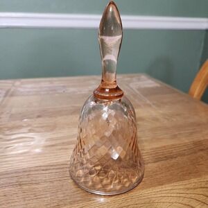 Fenton Pink Rose Diamond Optic Pattern Glass Bell